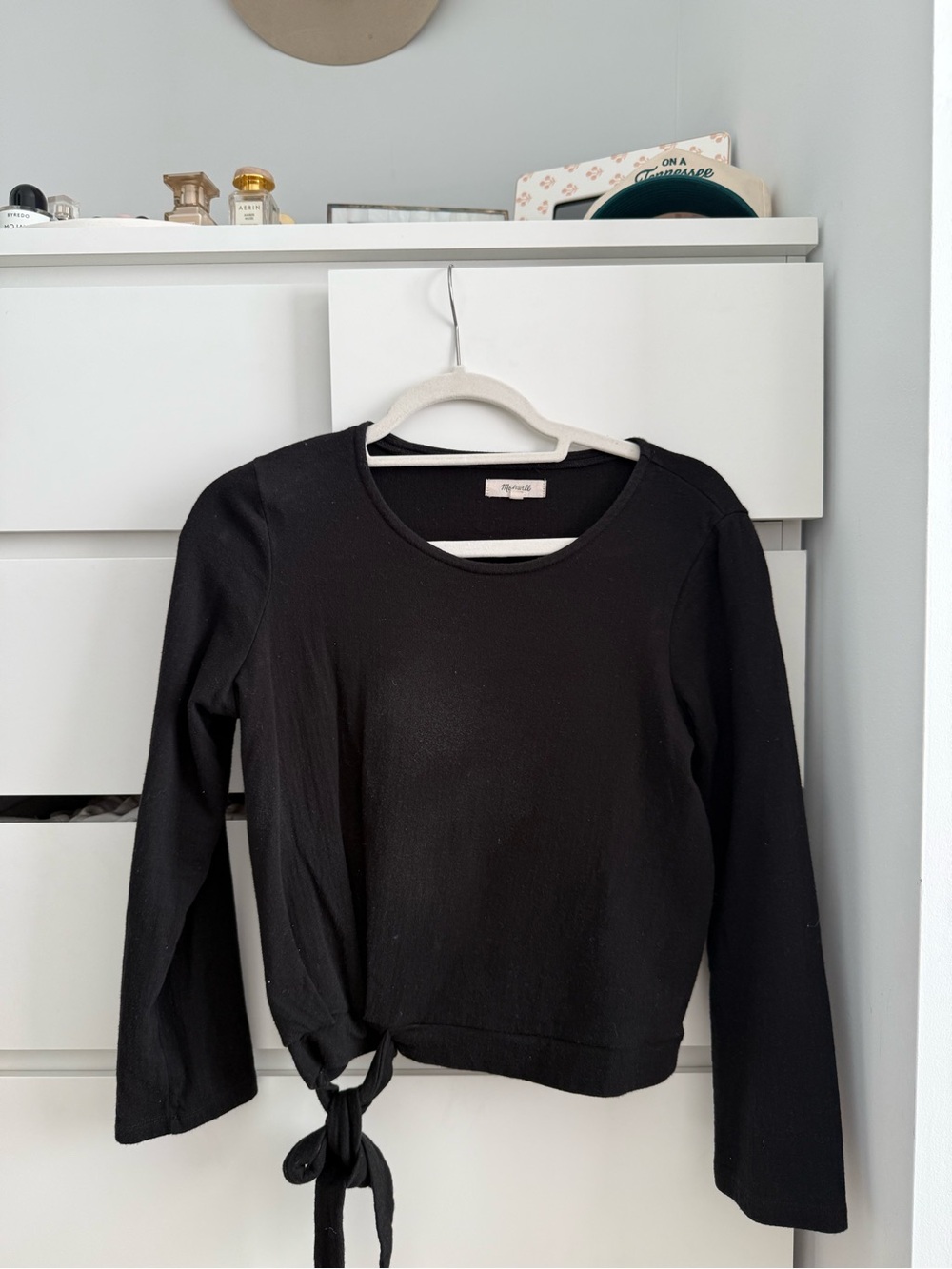 Madewell Black Long-Sleeve Tie-Waist Tee